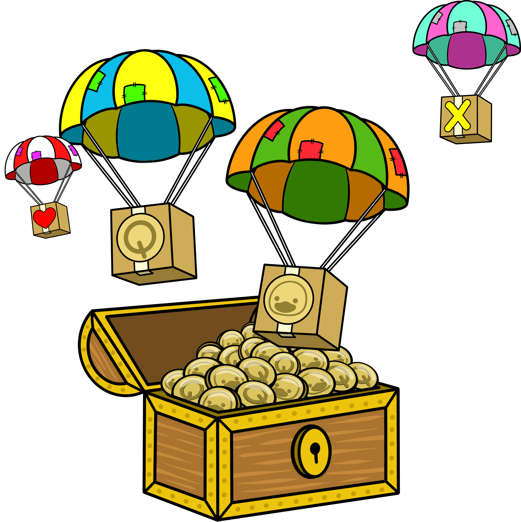 Treasure with parachutes